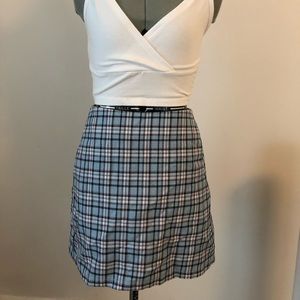 UO blue plaid mini skirt